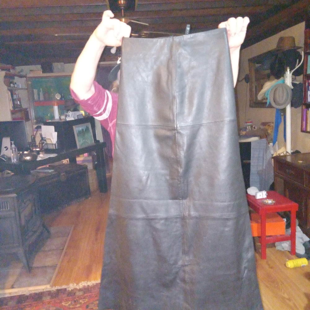 Black leather skirt